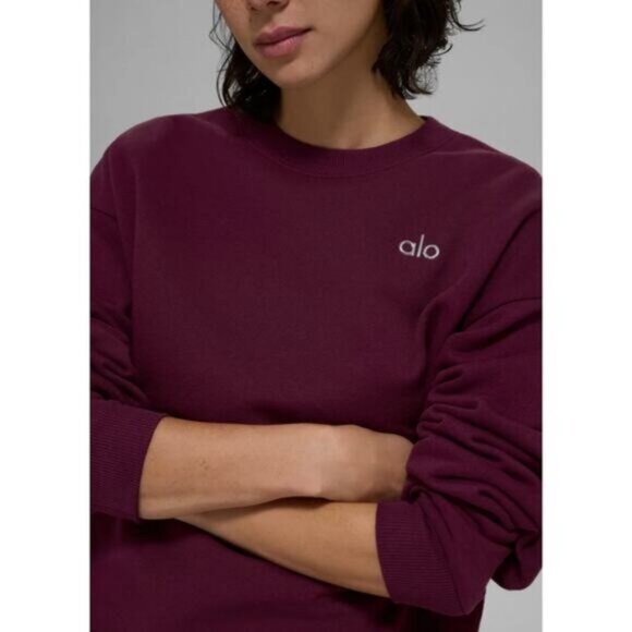NWT Alo Yoga Accolade Crewneck Pullover in Burgundy - Picture 5 of 5